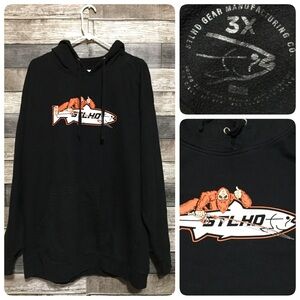 STLHD Big Foot Sasquatch Fishing Hoodie Men’s 3X Black Pullover Fleece